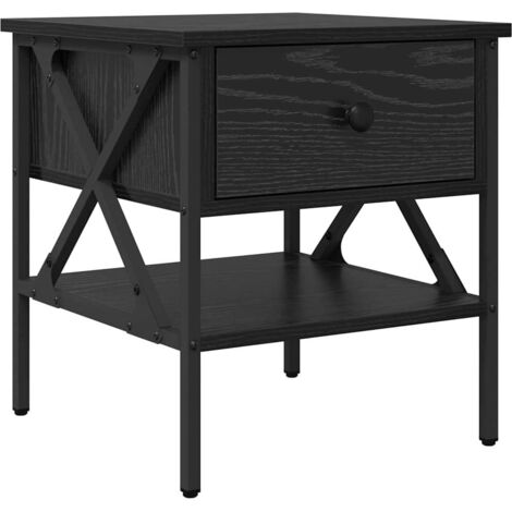 vidaXL Comodino con cassetto Rovere nero 40 x 42 x 45 cm (1/5)