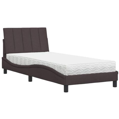 Letto con Materasso Hanko Marrone Scuro 90x190 cm in Tessuto vidaXL (1/5)