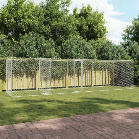 vidaXL Gabbia per cani Argento 800 x 200 x 200 cm Acciaio zincato