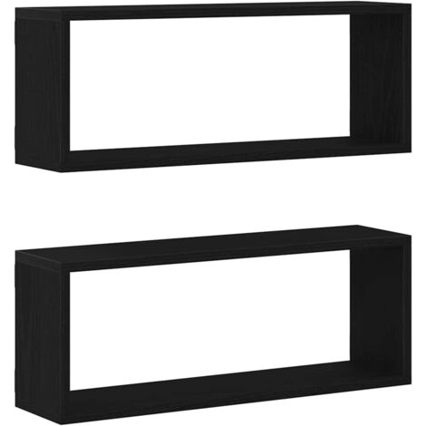 vidaXL Scaffali da parete 2 pcs Rovere Nero 60 x 15 x 23 cm