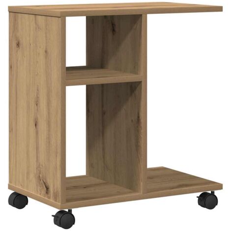 vidaXL Tavolo da Finestra con ruota rovere artigianale 50 x 30 x 55 cm