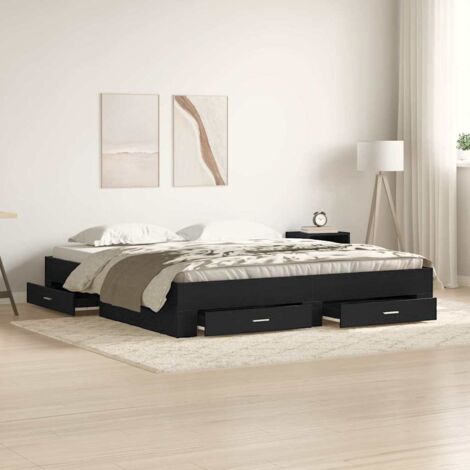 vidaXL Struttura del letto Rovere Nero 180 x 200 cm Legno multistrato