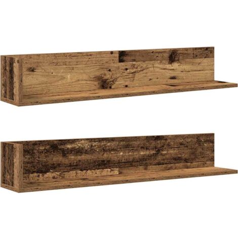 vidaXL Mensole da Parete 2pz Legno Vecchio 100x16,5x16,5 cm Truciolato (1/5)