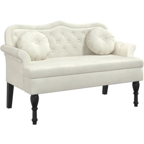 vidaXL Panca con Cuscini Crema 120,5x65x75 cm in Velluto