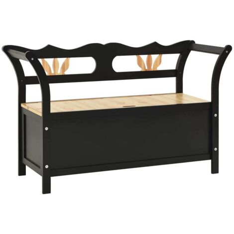 vidaXL Panca Nera 107x45x75,5 cm Legno Massello di Abete