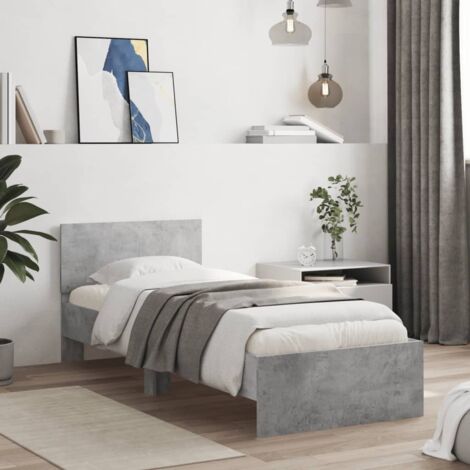 vidaXL Giroletto Testiera Grigio Cemento 75x190 cm Legno Multistrato