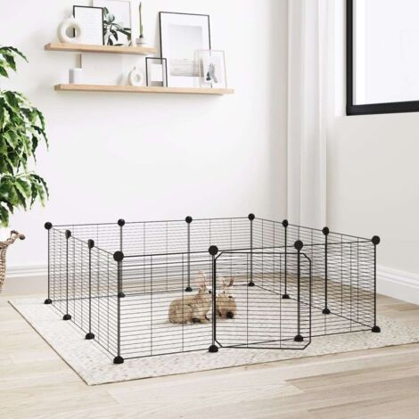 vidaXL Gabbia per animali domestici a 12 pannelli con porta nera 35x35 cm in acciaio
