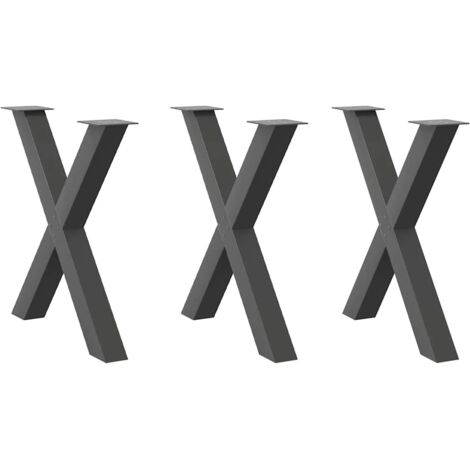 vidaXL Gambe per tavolo da pranzo a forma di X 3 pz Antracite 70x(72-73) cm Acciaio