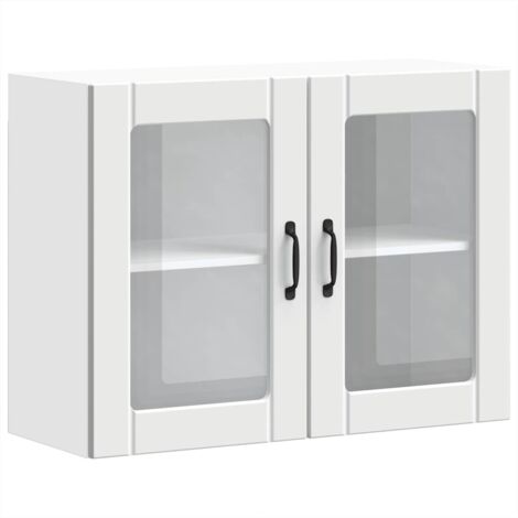vidaXL Pensile da Cucina con Porta in Vetro Lucca Bianco Truciolato