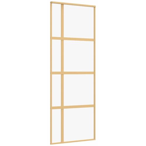 vidaXL Porta Scorrevole Dorata 76x205 Vetro Trasparente ESG Alluminio