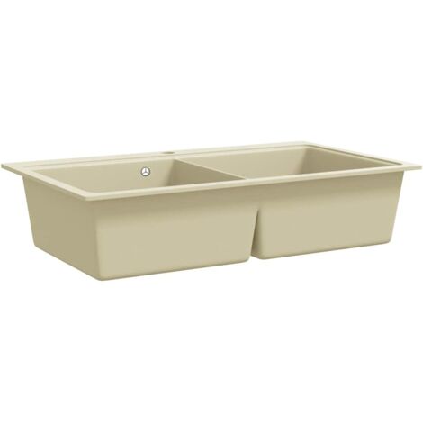 vidaXL Lavello da Cucina in Granito Vasca Doppia Beige