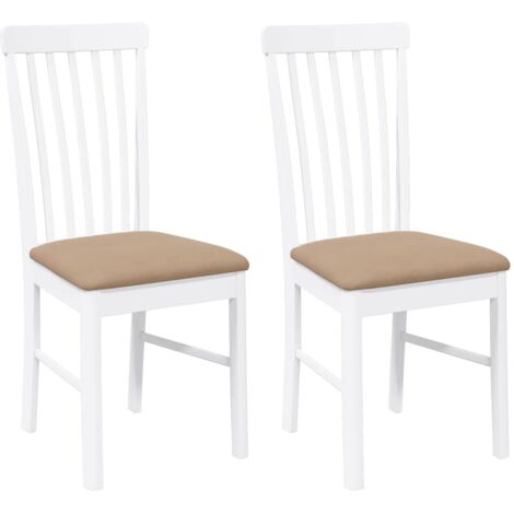 vidaXL Sedie da Pranzo con Cuscini 2 pz Bianco Legno Massello di Hevea (1/5)
