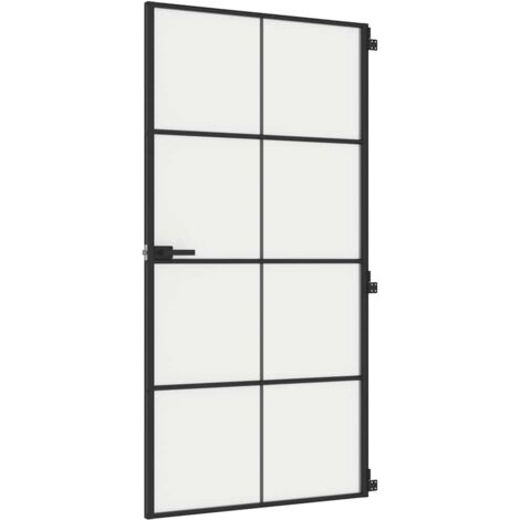 vidaXL Porta Interni Sottile Nera 102,5x201,5Vetro Temperato Alluminio