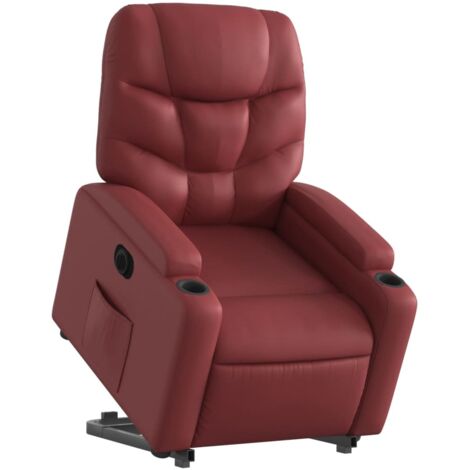vidaXL Poltrona Alzapersona Reclinabile Rosso Vino in Similpelle