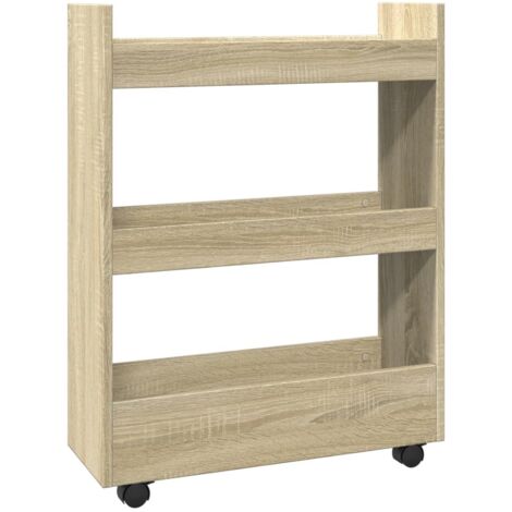 vidaXL Carrello Stretto a 3 Livelli Rovere Sonoma in Truciolato
