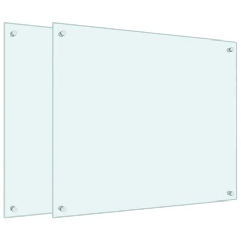 vidaXL Paraschizzi per Cucina 2 pz Bianchi 70x60 cm in Vetro Temperato