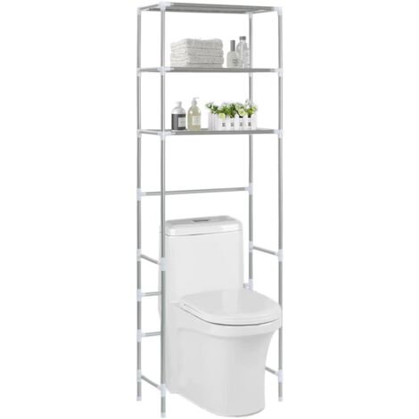 vidaXL Scaffale per Bagno con 3 Ripiani Argento 53x28x169 cm
