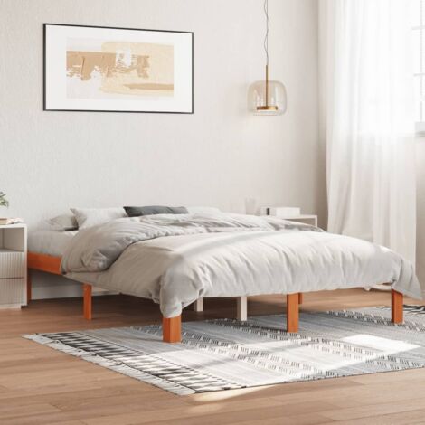 vidaXL Letto senza Materasso Marrone Cera 140x190 cm in Legno di Pino (1/5)