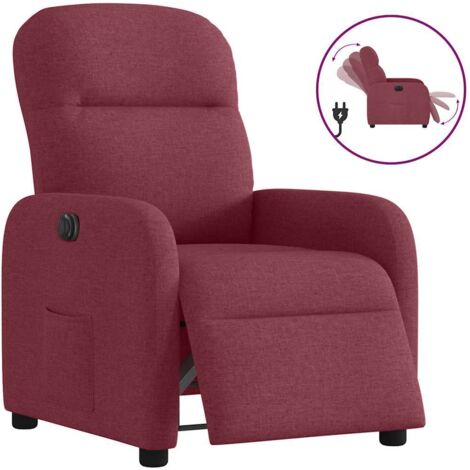 vidaXL Poltrona Elettrica Reclinabile Rosso Vino in Tessuto (1/5)