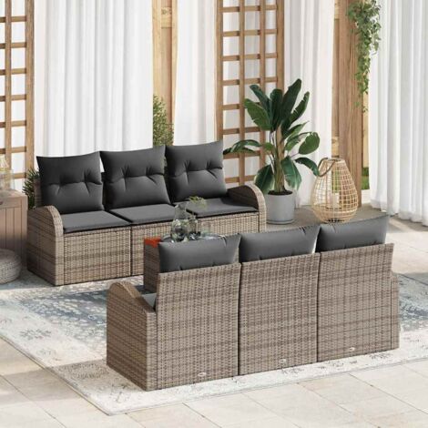 vidaXL Set Divano da Giardino 7 pcs Grigio Poly Rattan (1/5)