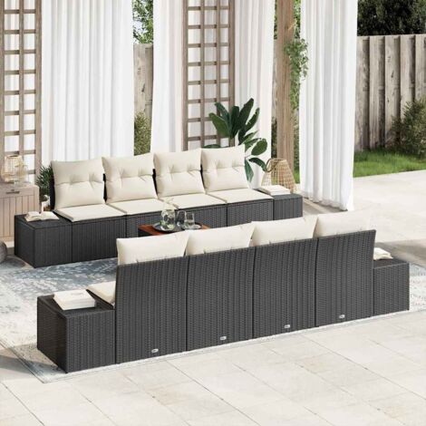 vidaXL Set Divano da Giardino con cuscino 9 pcs Nero Poly Rattan (1/5)