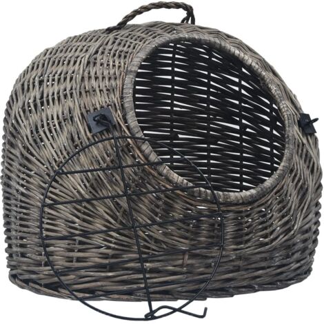 vidaXL Trasportino per Gatti Grigio 50x42x40 cm in Salice Naturale