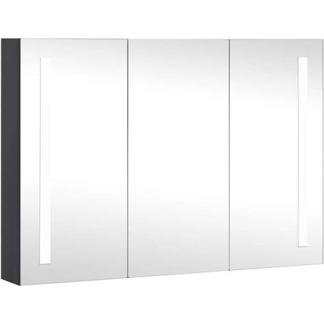 vidaXL Armadietto Bagno con Specchio e LED 89x14x62 cm