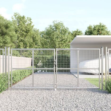 vidaXL Cancello da giardino in rete argento 300x125 cm in acciaio zincato