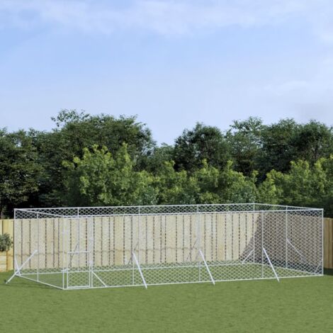 vidaXL Cuccia per Cani da Esterno Argento 8x4x2 m in Acciaio Zincato