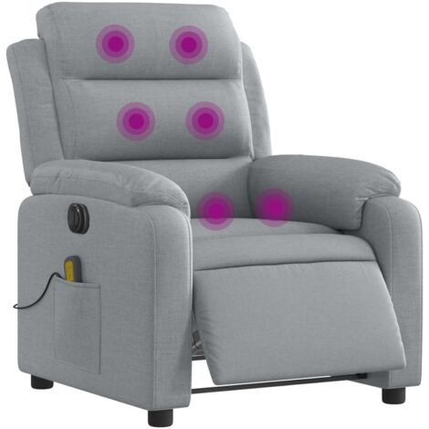 vidaXL Poltrona Reclinabile Massaggio Elettrica Grigio Chiaro Tessuto