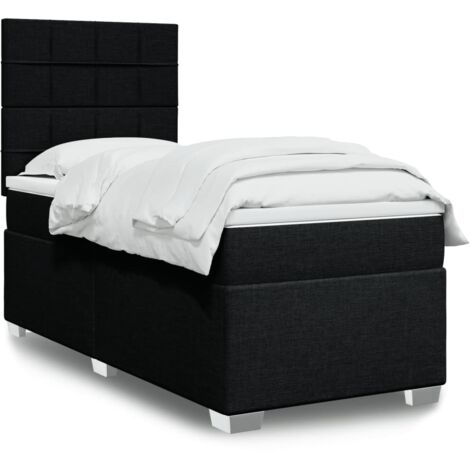 vidaXL Giroletto a Molle con Materasso Nero 90x190 cm in Tessuto (1/5)