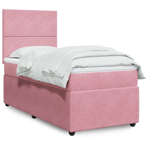 Giroletto a Molle con Materasso Rosa 100x200 cm in Velluto vidaXL (1/5)
