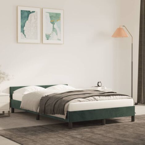 vidaXL Giroletto senza Materasso Verde Scuro 120x190 cm Velluto (1/4)