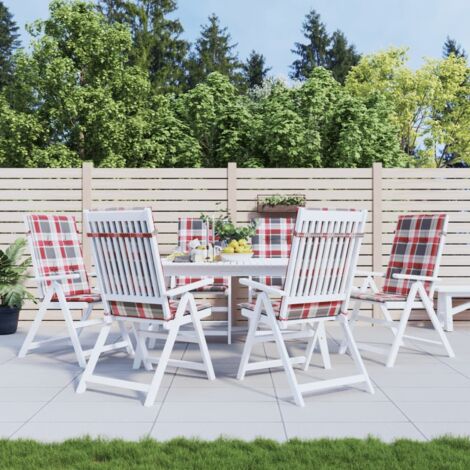 Cuscini per Sedie 6 pz Rossi a Quadri 120x50x3 cm in Tessuto vidaXL