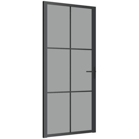 vidaXL Porta Interna 93x201,5 cm Nera in Vetro ESG e Alluminio