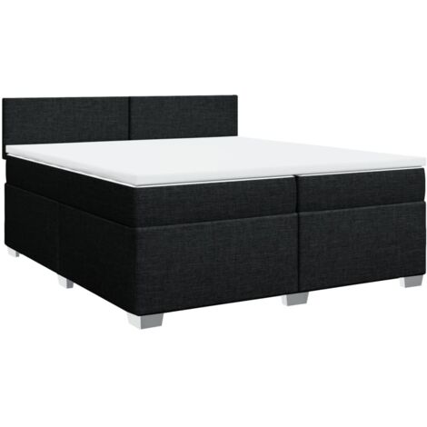 vidaXL Giroletto a Molle con Materasso Nero 200x200 cm in Tessuto (1/5)