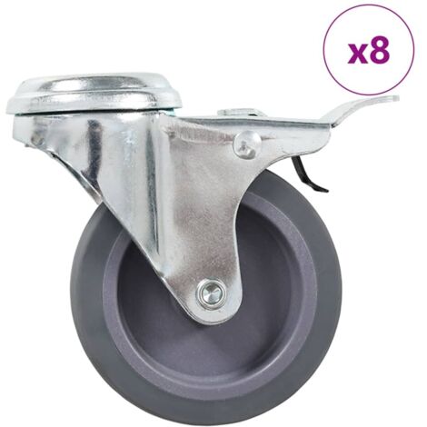vidaXL Ruote Girevoli con Foro per Bulloni 8 pz 75 mm
