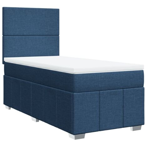 vidaXL Giroletto a Molle con Materasso Blu 100x200 cm in Tessuto