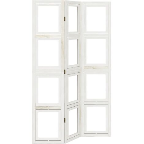 vidaXL Divisorio Ambienti 3Pannelli Bianco Legno Massello di Paulownia
