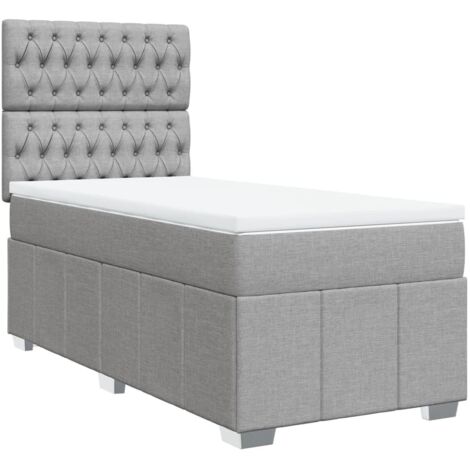Giroletto a Molle con Materasso Grigio Chiaro100x200 cm Tessuto vidaXL
