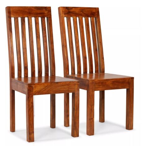 vidaXL Sedie da Pranzo 2 pz in Legno Massello con Finitura Ambra
