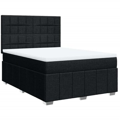 vidaXL Giroletto a Molle con Materasso Nero 140x190 cm in Tessuto
