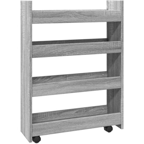 vidaXL Carrello Stretto a 4 Livelli Grigio Sonoma in Truciolato