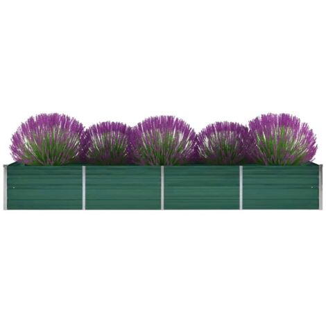 vidaXL Letto Rialzato Giardino in Acciaio Zincato 320x80x45 cm Verde