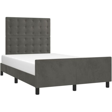 vidaXL Giroletto senza Materasso Grigio Scuro 120x200 cm Velluto (1/5)