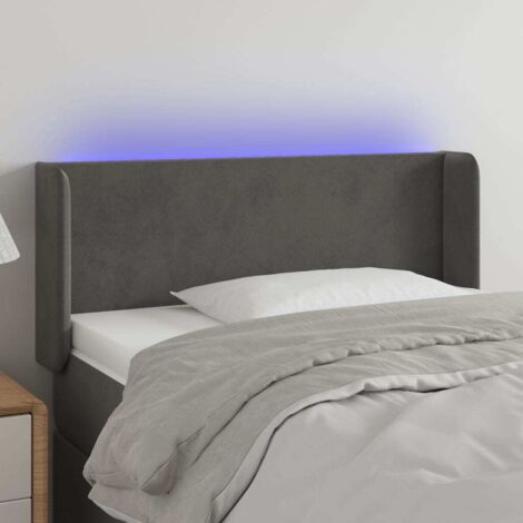 vidaXL Testiera a LED Grigio Scuro 83x16x78/88 cm in Velluto (1/5)