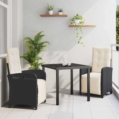 vidaXL Set da Pranzo per Giardino 3 pcs Nero polyrattan (1/5)