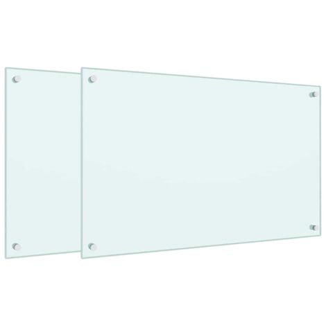 vidaXL Paraschizzi per Cucina 2 pz Bianchi 80x50 cm in Vetro Temperato