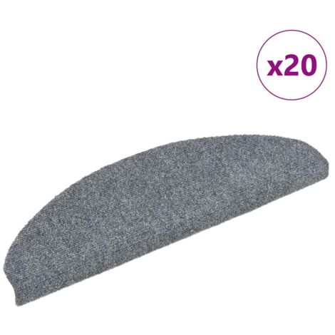 vidaXL Tappetini per scale autoadesivi 20 pz 65x21x4 cm Grigio chiaro Semicircolari Grandi