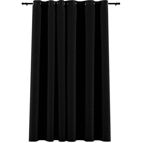 vidaXL Tenda Oscurante Effetto Lino con Occhielli 290x245 cm Nera
